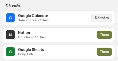 Kết nối công cụ bạn dùng: ảnh chụp app VNBot